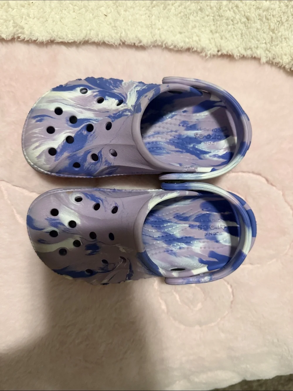 Kids Lavender Blue Marble Crocs